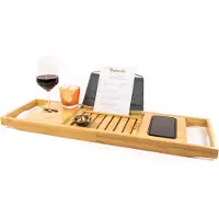 Budu Badplank Bamboe - Badplank voor in bad - Verstelbaar badrek - Houten badplank - Badrekje - Badplank hout - 70-105 cm