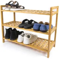 Budu Schoenenrek (3 niveaus) - Schoenenrek bamboe - Schoenenkast hout - Schoenen Organizer