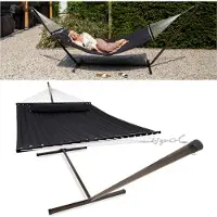 Vita5 Hangmat met Standaard en Spreidstok – 2 Persoons - Incl. Bekerhouder en Afneembaar kussen – UV