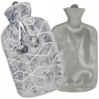Tragar Cube warmwaterkruik kruik met polyester hoes 2 liter 34 x 20 x 2 cm grijs / zilver