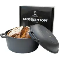 Chefarone Gietijzeren Pan 4,6 L - Braadpan voor alle Warmtebronnen - Broodbakbol voor Brood Bakken - Inductie