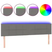 vidaXL Hoofdbord LED 160x5x78/88 cm stof donkergrijs