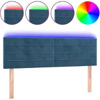 vidaXL Hoofdbord LED 144x5x78/88 cm fluweel donkerblauw