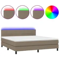vidaXL Boxspring met matras en LED stof taupe 160x200 cm
