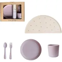 Mushie - Geschenkverpakking Kinderserviesset - Soft Lilac