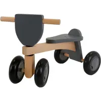 Bandits & Angels Vintage Rider Grey Loopfiets Hout vanaf 1 jaar - Voor Jongens en Meisjes - Houten Loop Fiets Grijs - Vierwieler - Geluidsarme en Krasvrije Wielen