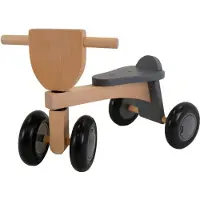 Bandits & Angels Vintage Rider Grey Natural Loopfiets Hout vanaf 1 jaar - Voor Jongens en Meisjes - Houten Loop Fiets Grijs - Vierwieler - Geluidsarme en Krasvrije Wielen