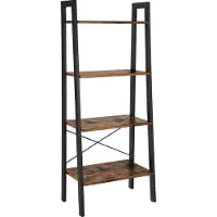 Vdd Wandkast Stoer metaal hout industrieel design open boekenkast 137 cm hoog zwart