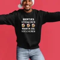 B&C Foute kersttrui- Biertjes verdwijnen waar ik zal verschijnen- kerst sweater zwart maat M