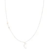 Oozoo Jewellery - Rosé goudkleurig/witte ketting met een maan bedeltje - SN-2032