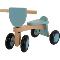 Bandits & Angels Vintage Rider Blue Loopfiets Hout vanaf 1 jaar - Voor Jongens en Meisjes - Houten Loop Fiets Blauw - Vierwieler - Geluidsarme en Krasvrije Wielen