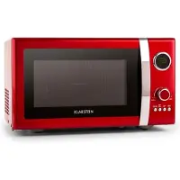Klarstein Fine Dinesty 2-in-1 Magnetron - Retro magnetronoven met grill, Metalen behuizing, 23L garruimte, 800W magnetronvermogen, 1000W grillvermogen, Timer, 12 programma's, LCD-display, rood