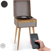 Auna Platenspeler met Luidsprekers, Platenspeler met Bluetooth & Standpoten, Retro Platenspeler met Bluetooth Transmitter & Receiver, Moderne Vinyl Platenspeler voor Platen