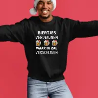 B&C Foute kersttrui- Biertjes verdwijnen waar ik zal verschijnen- kerst sweater zwart maat 3XL