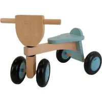 Bandits & Angels Vintage Rider Blue Natural Loopfiets Hout vanaf 1 jaar - Voor Jongens en Meisjes - Houten Loop Fiets Blauw - Vierwieler - Geluidsarme en Krasvrije Wielen