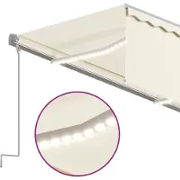 vidaXL Luifel automatisch rolgordijn LED windsensor 3,5x2,5 m crème