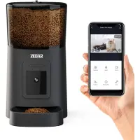 Zedar Automatische Voerbak Kat en hond Zwart - Met verstelbare camera - Voerautomaat met smartphone besturing - Voerinhoud 6 l