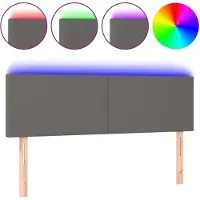vidaXL Hoofdbord LED 144x5x78/88 cm kunstleer grijs