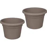 Nicoli Bloempot Rond Premium 40cm + Bodemgaten TAUPE / 2 STUKS ! /