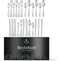 Perow 4 Persoons Bestekset – 24 Delig – 18/10 Edelstaal – Lepels, Messen, Vorken & Steakmessen – Vaatwasserbestendig – Zilver - Serviessets