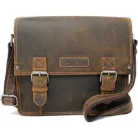 HillBurry tas - Unisex Schoudertas / aktetas / laptoptas in buffel leer / vintage leer Bruin