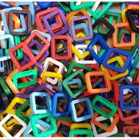 Combi-Label Vierkante Kenringen - Sleutelhoes - Sleutelring - Gekleurd - Vierkant - Assorti 10 stuks