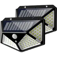 Zedar Buitenlamp met bewegingssensor op zonne energie - Buitenverlichting met dag nacht sensor - Solar wandlamp buiten - 2 stuks van