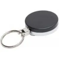 Combi-Label Zwarte metalen yoyo Sleutelhanger met 120cm staaldraad en sleutelring / Skipashouder type EG50