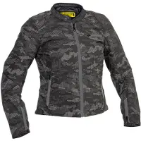 Lindstrands Fryken Camo dames motorjas, textiel, zwart/grijs, maat 38