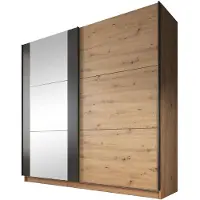 Meubella Kledingkast Saturn - Eiken - Zwart - 217x210x56 cm