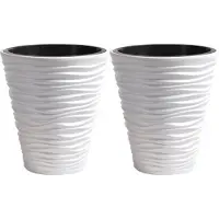 Prosperplast Plantenpot/bloempot Sand Dunes - 2x - buiten/binnen - kunststof - wit - D35 x H38 cm - Plantenpotten