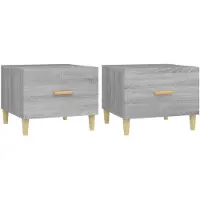 vidaXL Salontafels 2 st 50x50x40 cm bewerkt hout grijs sonoma eiken