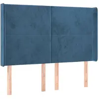 vidaXL Hoofdbord met randen 147x16x118/128 cm fluweel donkerblauw