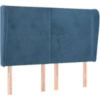 vidaXL Hoofdbord met randen 147x23x118/128 cm fluweel donkerblauw