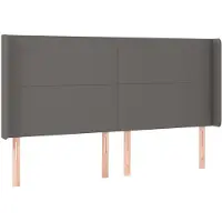 vidaXL Hoofdbord met randen 183x16x118/128 cm kunstleer grijs
