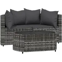 vidaXL 3-delige loungeset voor de tuin met kussens, grijs, polyrotan