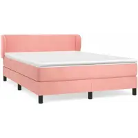 vidaXL Boxspring met matras fluweel roze 140x190 cm