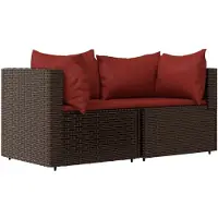 vidaXL Tuinhoekbanken met kussens 2 st poly rattan bruin