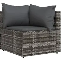 vidaXL - Tuinhoekbank - met - kussens - poly - rattan - grijs