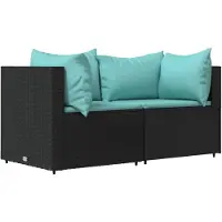 vidaXL Tuinhoekbanken met kussens 2 st poly rattan zwart