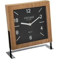 Atmosphera Tafelklok Swiss op standaard - bruin/zwart - Dia 20 cm - glas/metaal/mdf - Tafelklokken