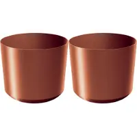 Prosperplast Plantenpot/bloempot Babylon - 2x - kunststof - buiten/binnen - koper - D18 x H18 cm - Plantenpotten