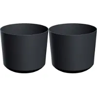 Prosperplast Plantenpot/bloempot Babylon - 2x - kunststof - buiten/binnen - antraciet grijs - D15 x H15 cm - Plantenpott