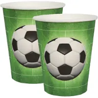 SANTEX voetbal thema feest wegwerp bekertjes - 20x stuks - 270 ml - karton - EK/WK themafeest - Feestbekertjes