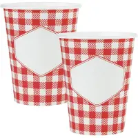 SANTEX boerenbont Oktoberfest thema wegwerp bekertjes - 20x - 270 ml - gingham/vichy print - Feestbekertjes