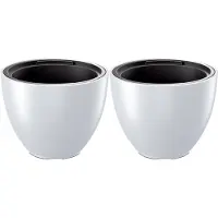 Prosperplast Plantenpot/bloempot Sevilla - 2x - buiten/binnen - kunststof - wit - D30 x H23 cm - Plantenpotten