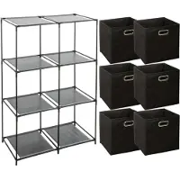 Zeller Kastmandjes/opberg mandjes - zwart - 6x stuks van 29 Liter - Rekje is 68 x 98 cm - Opbergmanden