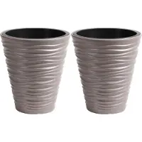 Prosperplast Plantenpot/bloempot Sand Dunes - 2x - buiten/binnen - kunststof - beige - D39 x H43 cm - Plantenpotten
