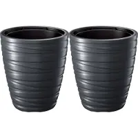 Prosperplast Plantenpot/bloempot Amazing - 2x - buiten/binnen - kunststof - antraciet - D30 x H33 cm - Plantenpotten