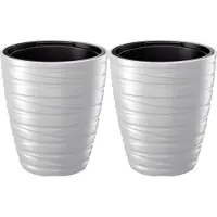 Prosperplast Plantenpot/bloempot Amazing - 2x - buiten/binnen - kunststof - wit - D30 x H33 cm - Plantenpotten